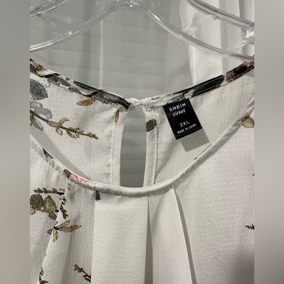 Floral Print Petal sleeve fold Pleated detail Blouse-XXL - Picture 2 of 7